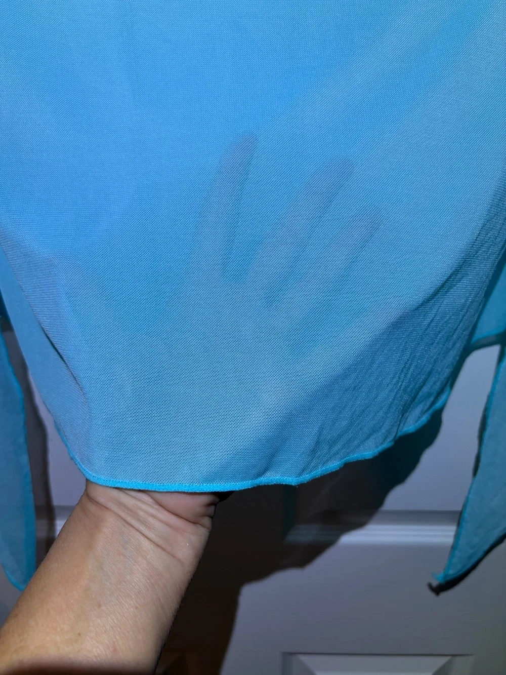 68” Wide Light Blue Sheer Bolero Shrug Wrap Pareo Scarf Sarong Cover Up. OS